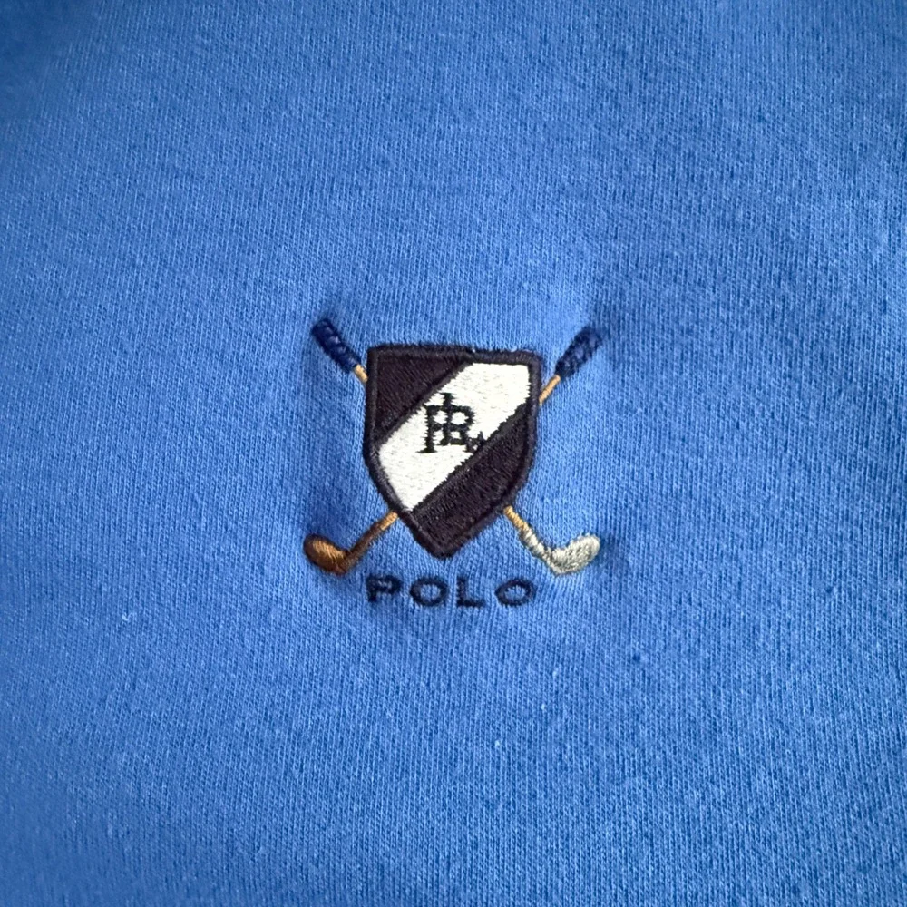 Polo Ralph Lauren Vintage Golf Crest Polo Shirt Blue Large Fit XL Plaid Placket